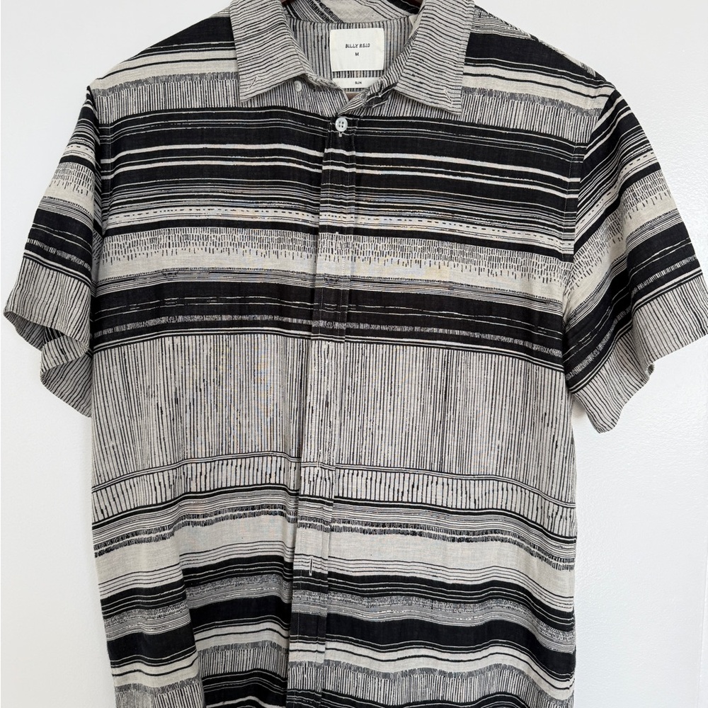 Billy Reid Black and White Striped Casual Shirt